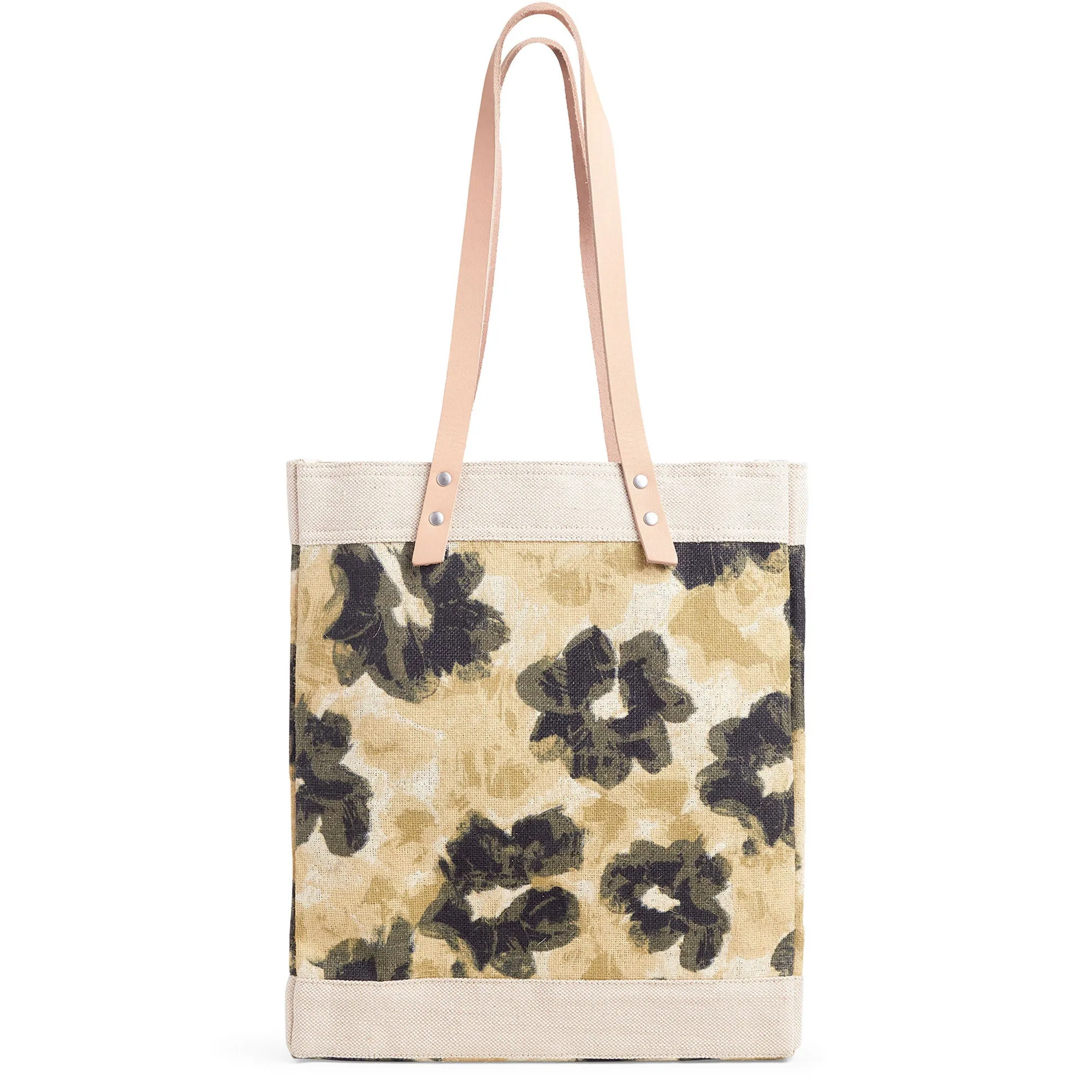 Market Tote in Khaki Bloom by Liesel Plambeck with Monogram