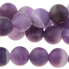 MATTE Dog Teeth Amethyst 8mm Round - 8-Inch