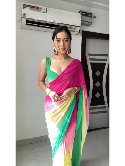 Multicolor 1 Minute Sari Sticthed Bollywood Georgette Saree