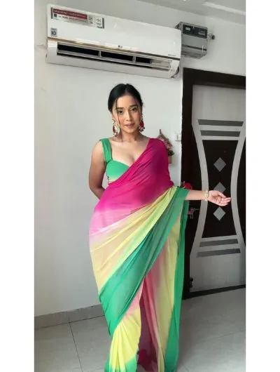 Multicolor 1 Minute Sari Sticthed Bollywood Georgette Saree