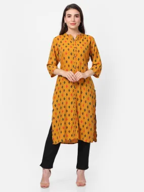 Mustard Geometrical Printed Kurta