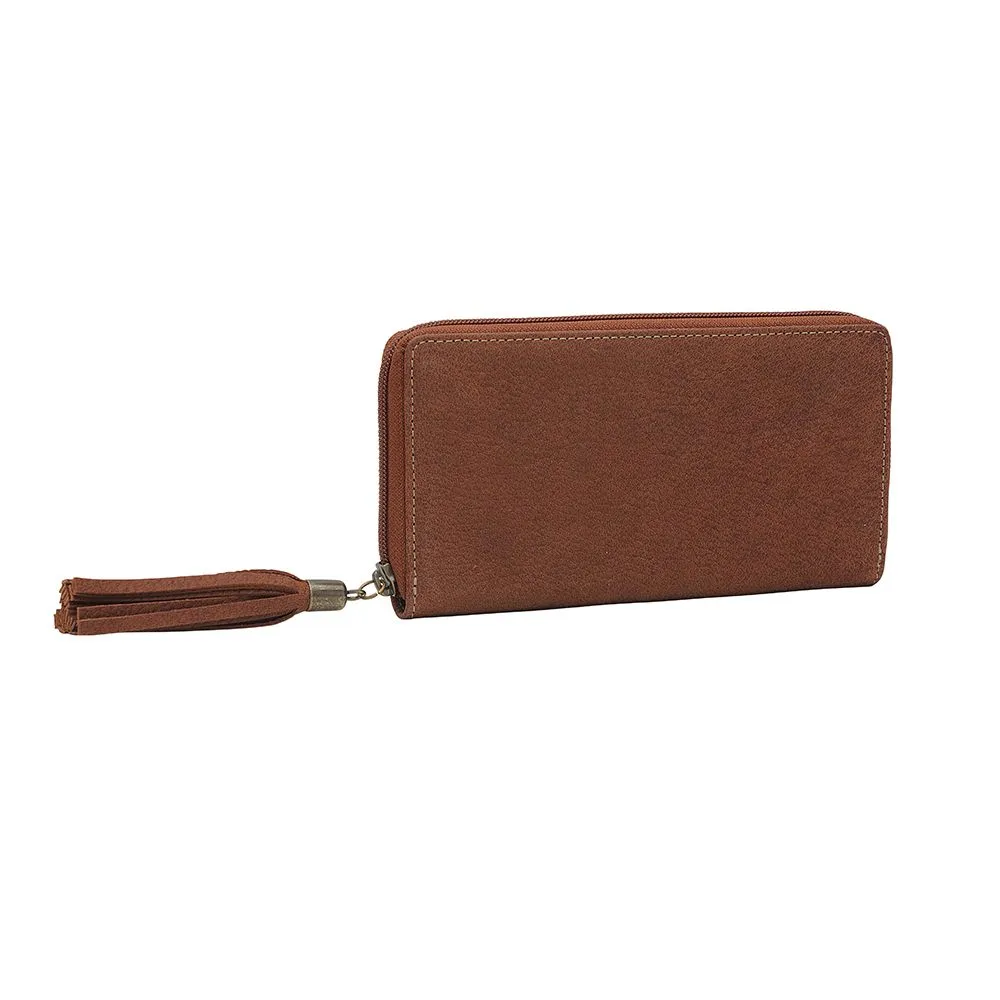 Myra Bag Leather Swan Wallet - 7.75" x 4", Matte Finish, Professional Elegance