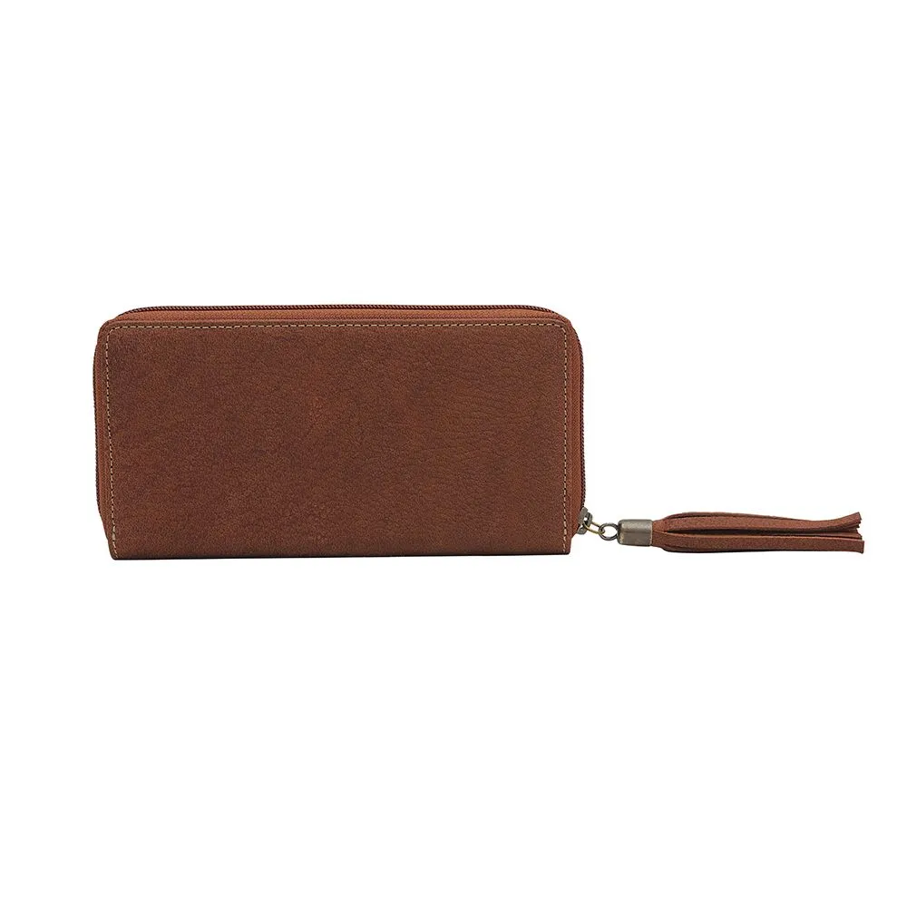 Myra Bag Leather Swan Wallet - 7.75" x 4", Matte Finish, Professional Elegance