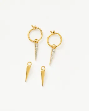 Pavé Spike Mix and Match Charm Mini Hoop Earring Set