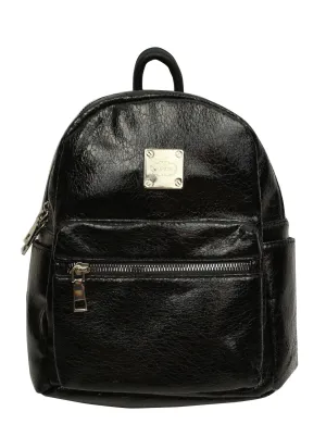 Popatu Black Metallic Mini Backpack