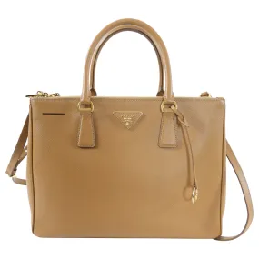 Prada Caramel Saffiano Galleria Double Zip Tote Bag