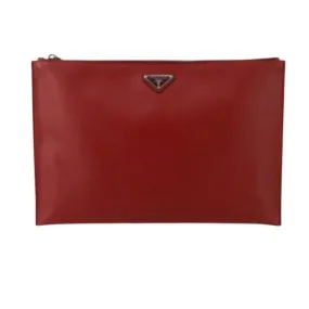 PRADA Red Saffiano Leather Pouch