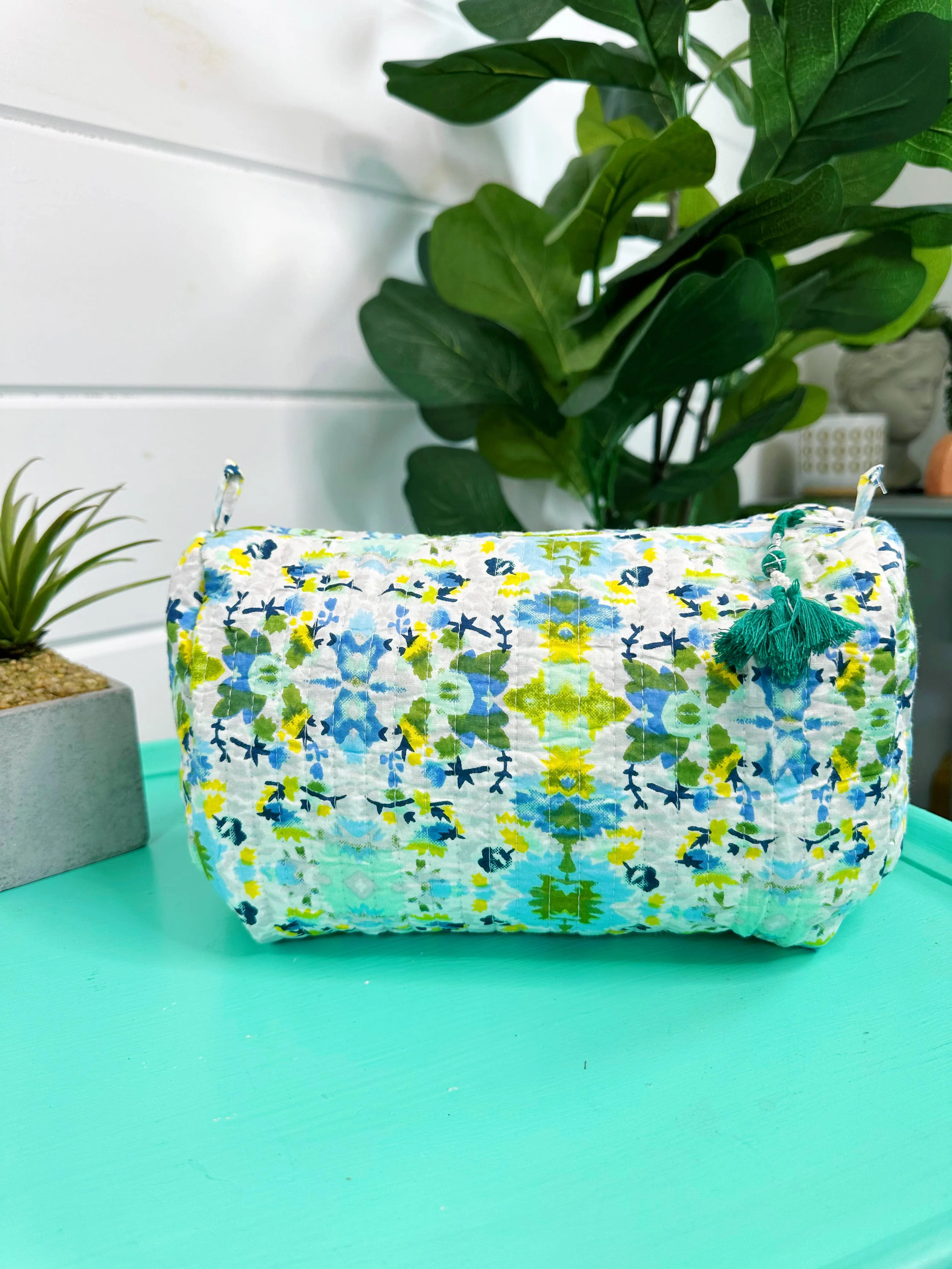 Quilted Cosmetics Bag Aqua