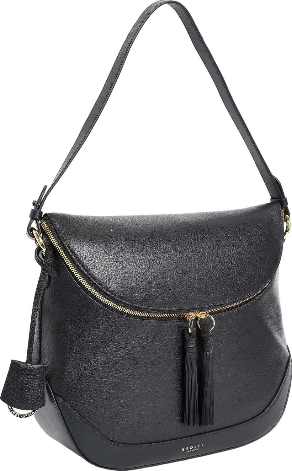 Radley London Black Pebbled Leather Medium Zip Around Shoulder Bag