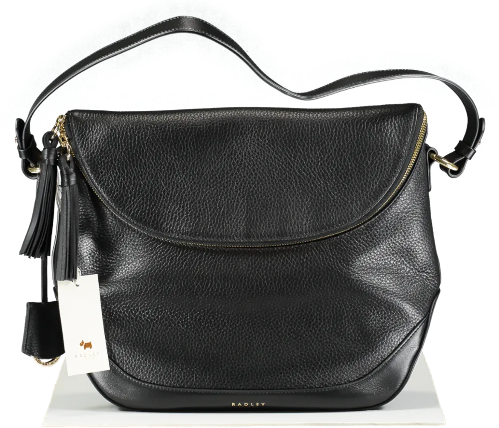 Radley London Black Pebbled Leather Medium Zip Around Shoulder Bag