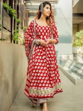 Red Salwar Kameez with Dupatta Ready to Wear