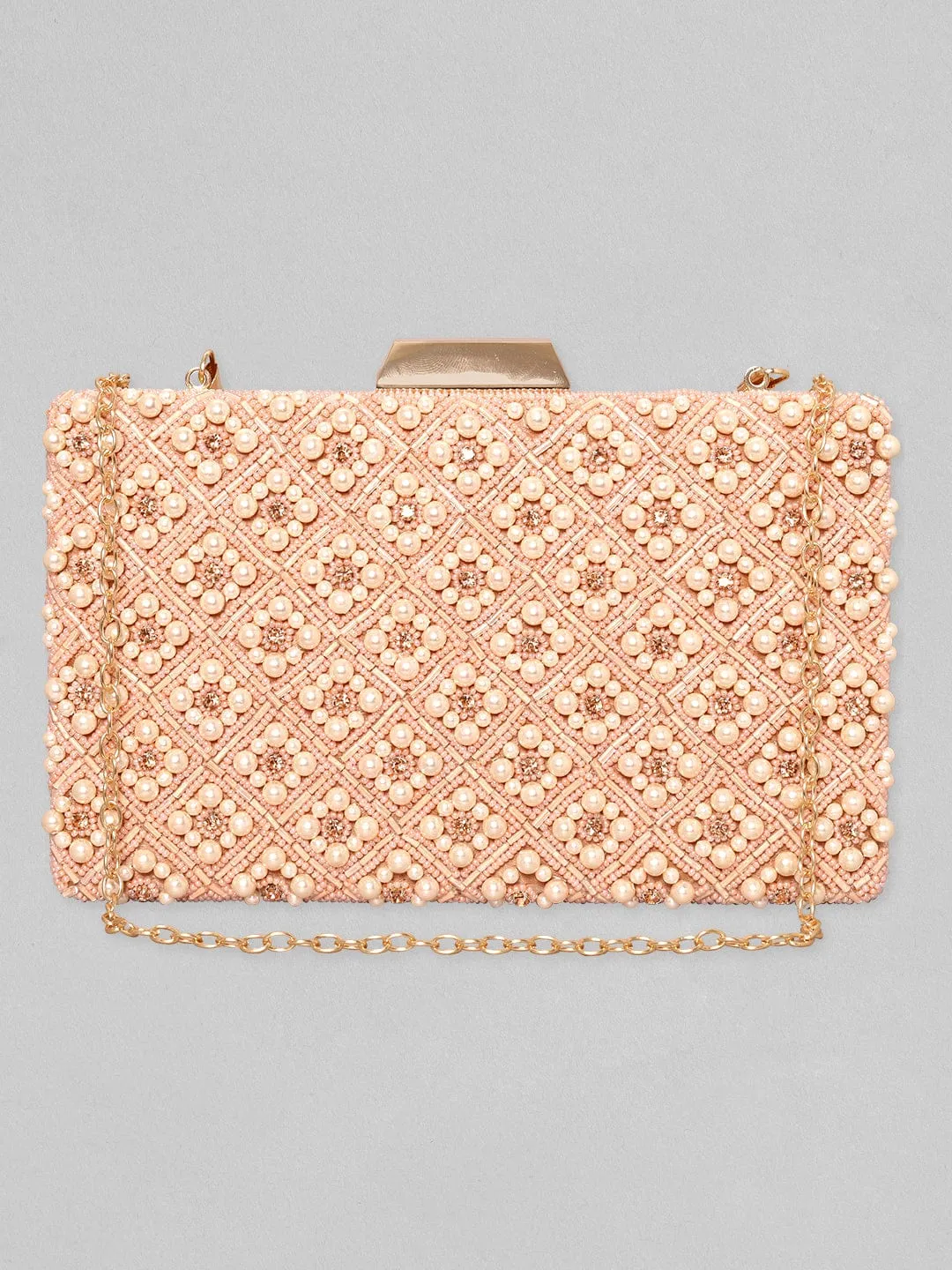 Rubans Pink Embellished Shopper Handheld Bag