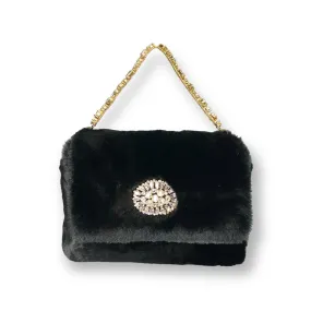 Victoria  handbag in black faux fur