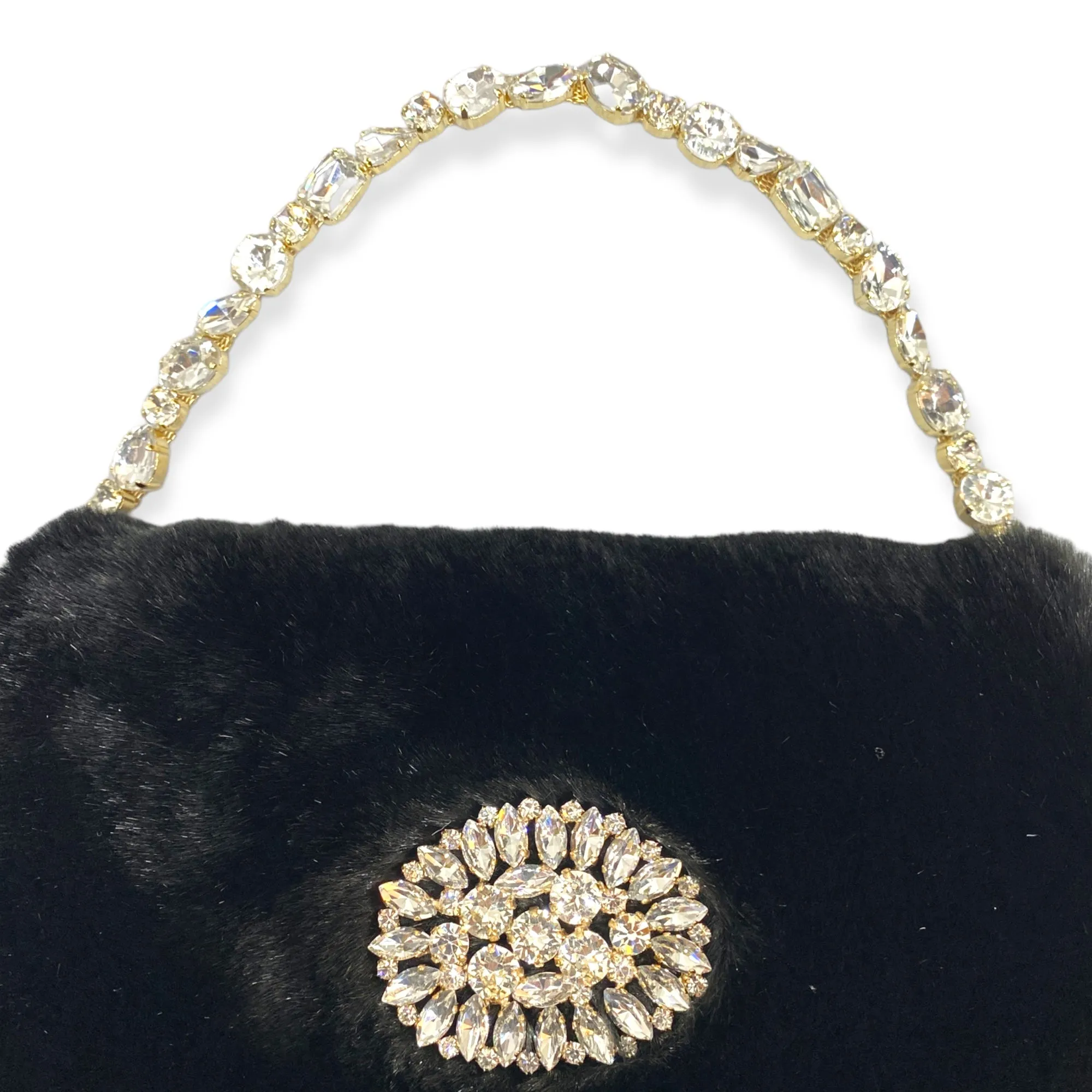 Victoria  handbag in black faux fur