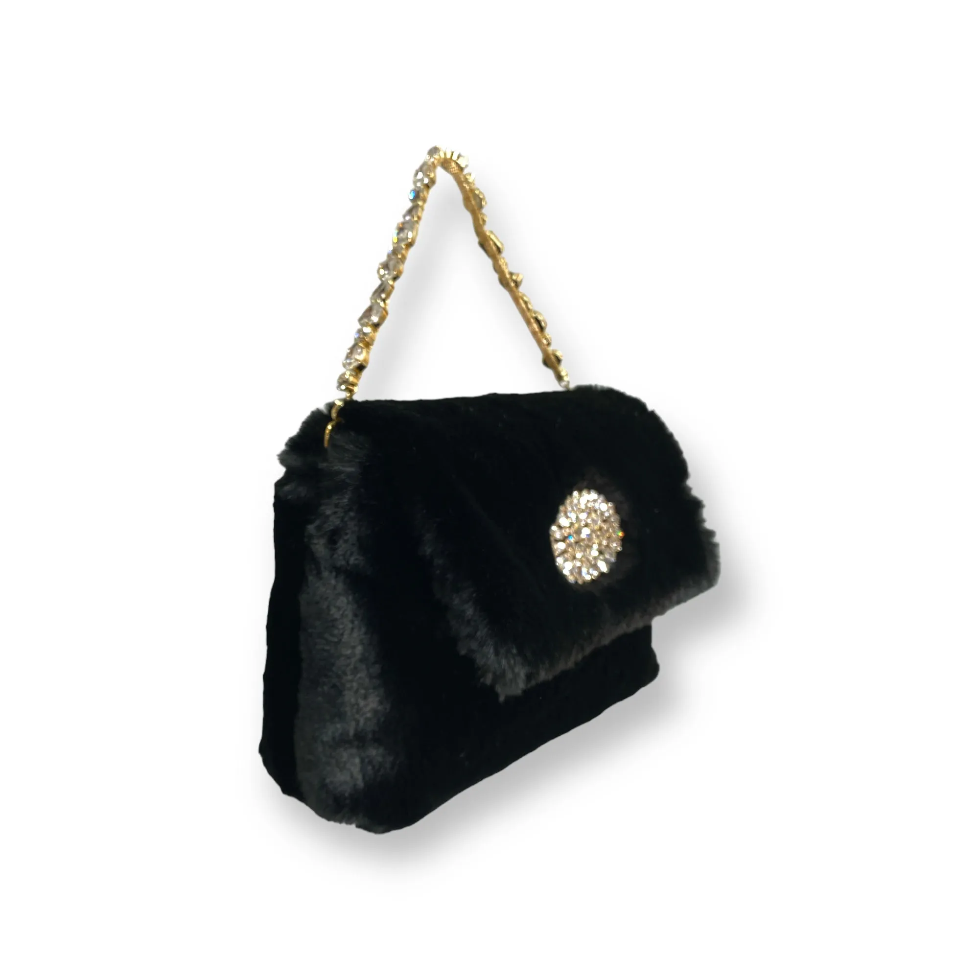 Victoria  handbag in black faux fur